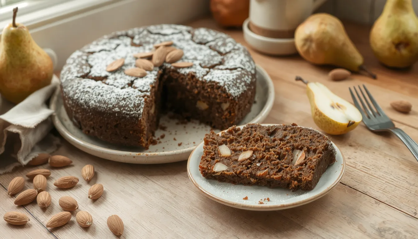 gateau au chocolat poire amande