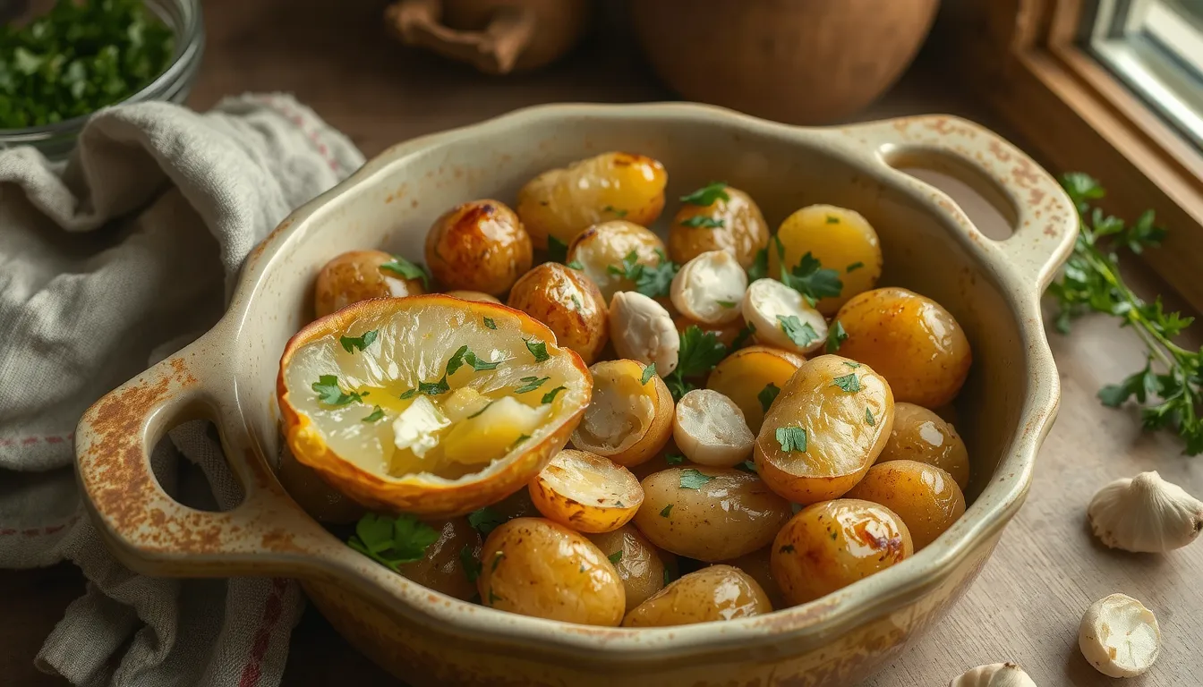 pomme de terre grenaille au four ail et persil